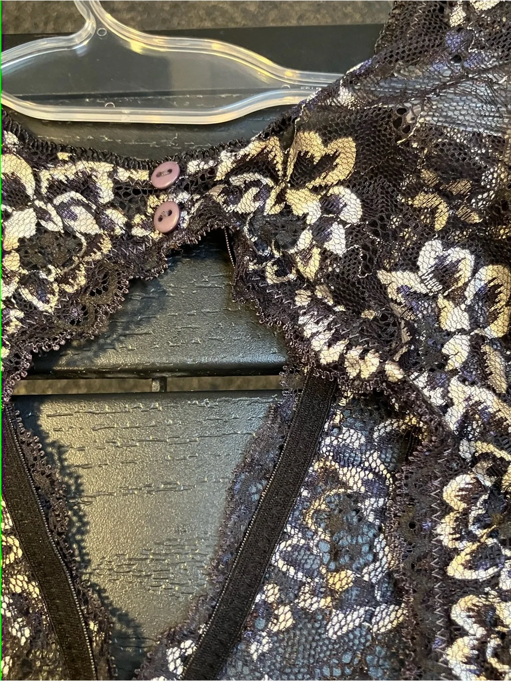 Lace Floral Bralette - Black & White